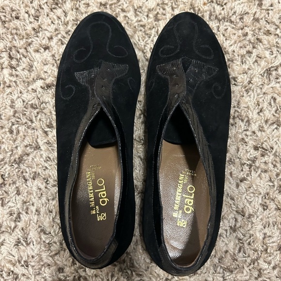 R Martegani For Galo Italy Men Leather Suede Oxford Dress Shoes Black 9 1/2